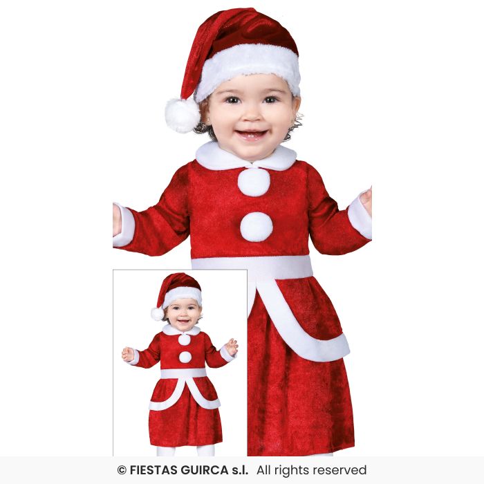 Girls Christmas Costume Toddler Miss Santa Claus Fancy Dress Outfit Xmas Age 1-2
