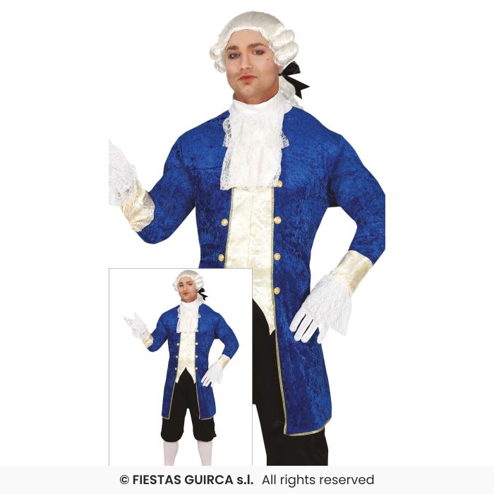 Mens Blue Marquis Costume Medieval Fancy Dress Outfit Aristocrat Outfit