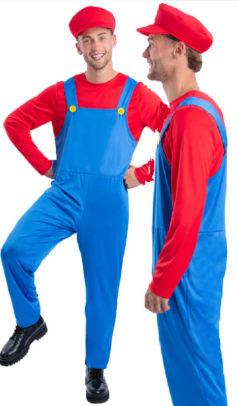 Red Plumber Videogame Character Mens Fancy Dress Costume Adults