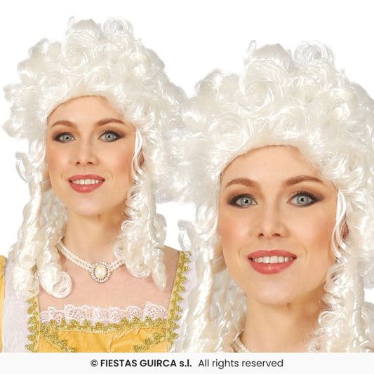 White Marquise Wig Ladies Tight Curly Adults Fancy Dress Accessory Baroque