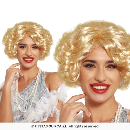 Blonde Mary Wig Short Blonde Curly Wig Ladies Fancy Dress Accessory