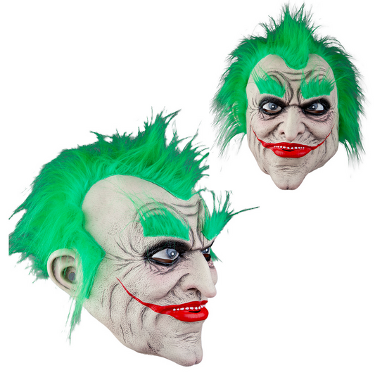 Punk Rocker Mask Green Mowhawk Clown Mask Adults Halloween Fancy Dress