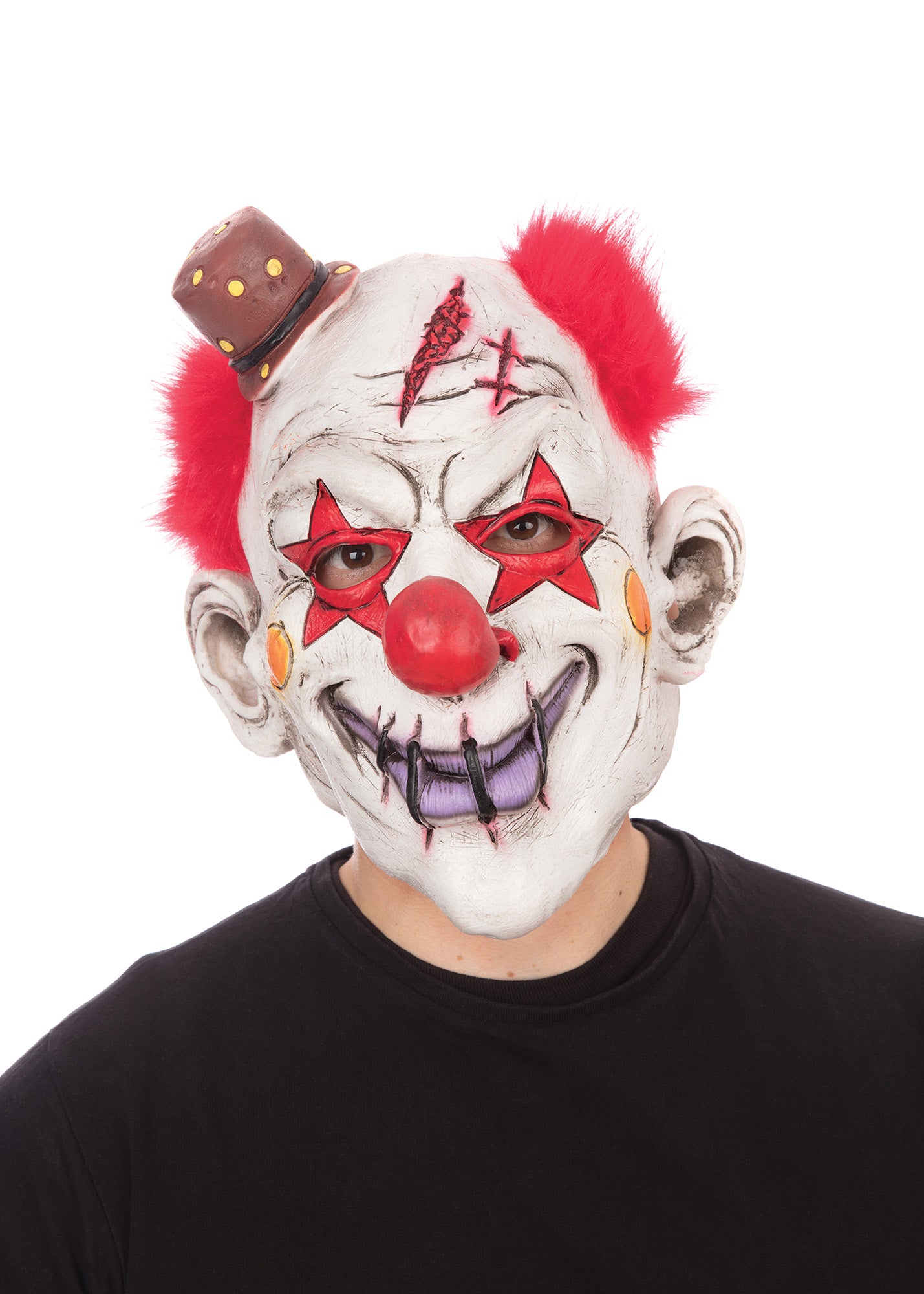Top Hat Horror Clown With Hair Mask