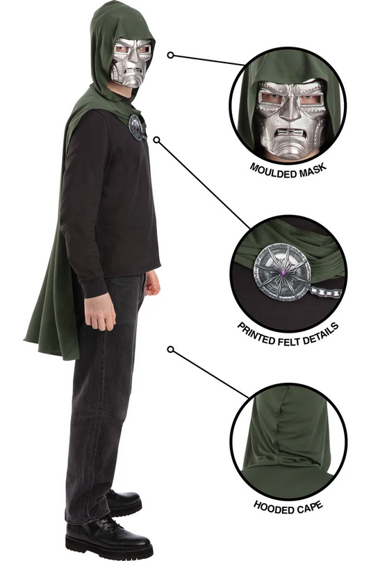 Avengers Doomsday Dr Doom Mask And Cape Set Adult Fancy Dress Costume
