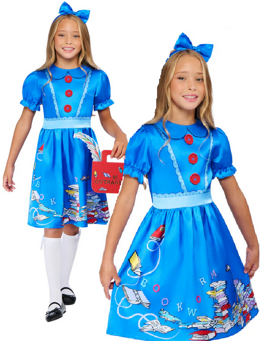 Matilda Fancy Dress Costume Girls Book Day School Outfit Kids + Bag Age 5-10
