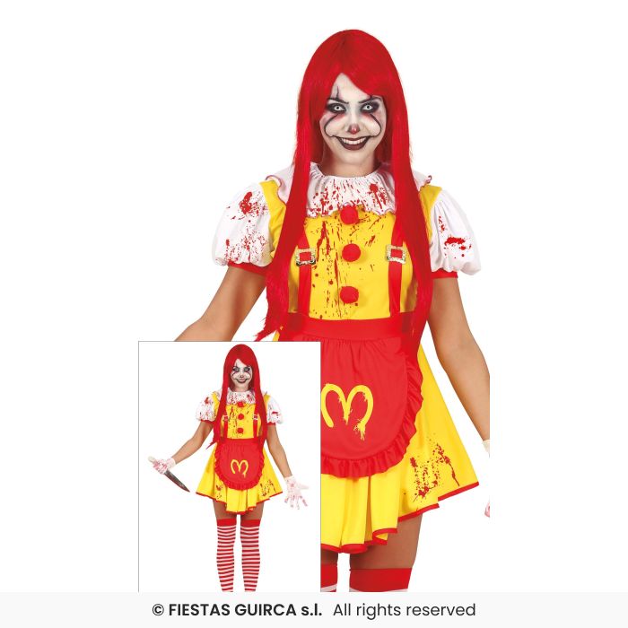 Miss Mckiller Costume Ladies Mcdonald Yellow Zombie Clown Halloween Fancy Dress