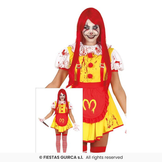 Miss Mckiller Costume Ladies Mcdonald Yellow Zombie Clown Halloween Fancy Dress