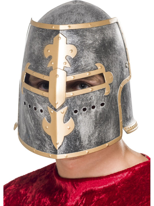 Adult Roman Crusader Helmet Plastic Medieval Guard Knight Fancy Dress