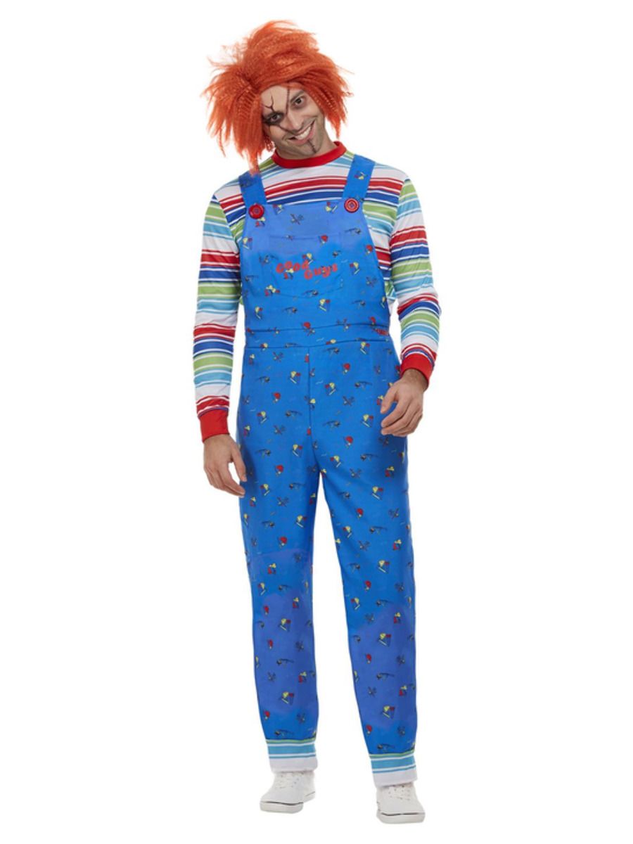 Mens Chucky Costume Adults Dungarees Halloween Licensed Fancy Dress Outfit