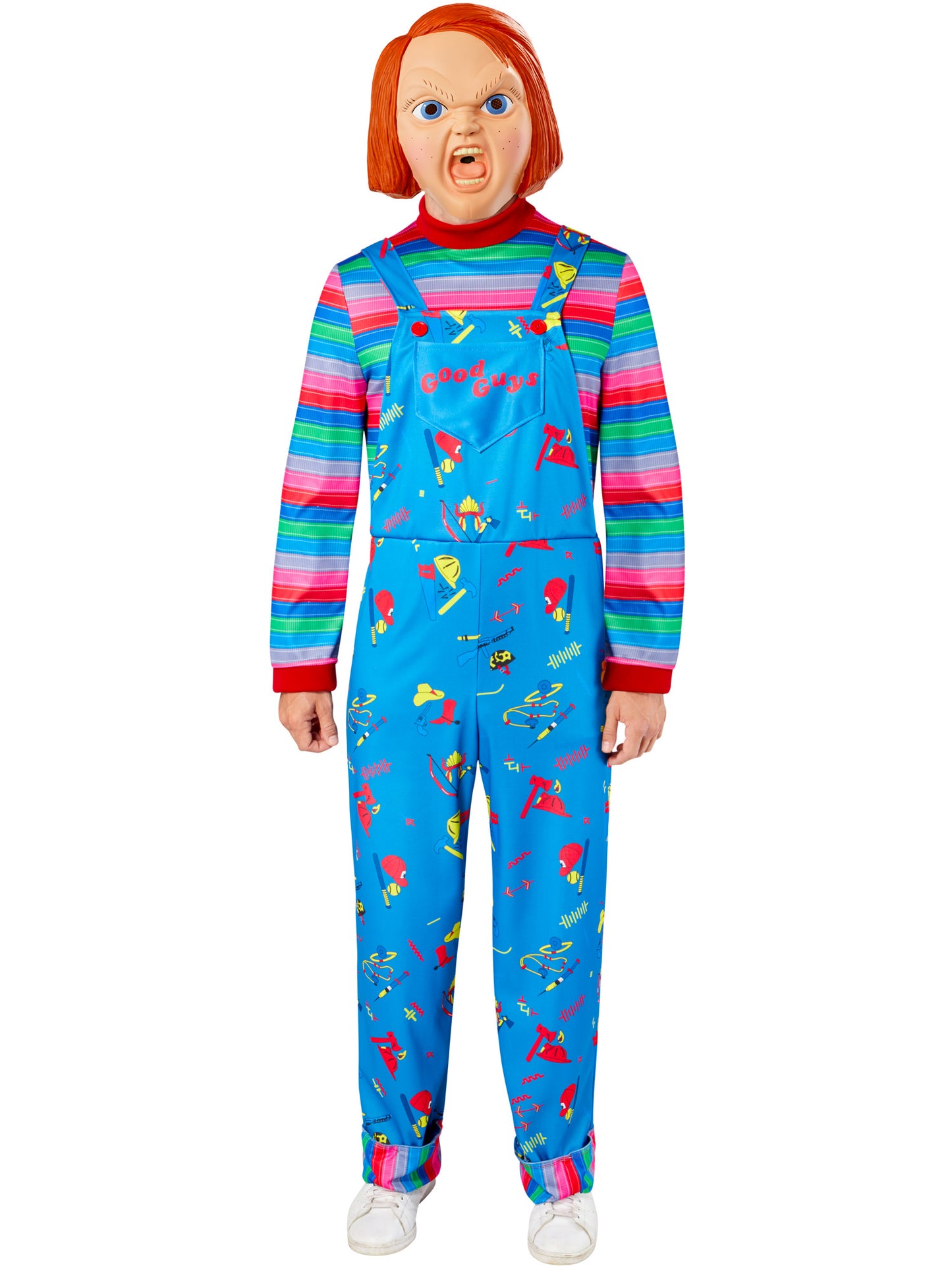 Chucky Costume Official Adults Halloween Fancy Dress Outfit Dungarees + Mask