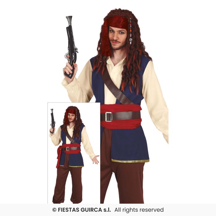 Adults Pirate Costume Mens Halloween Pirates Fancy Dress Outfit S-XXL