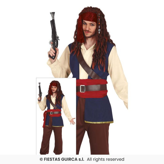 Adults Pirate Costume Mens Halloween Pirates Fancy Dress Outfit S-XXL