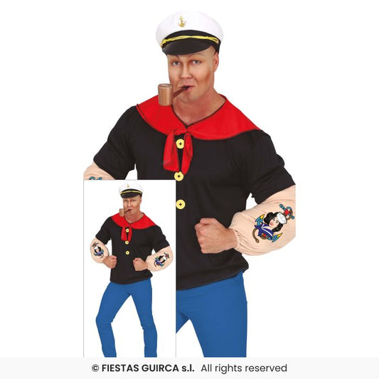 Sailor Costume Mens Muscle Chest Adults Fancy Dress Outfit Naval Cartoon Man S-XL
