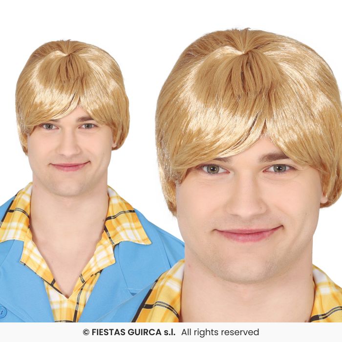 Mens Short Straight Wig Adults Blonde Guy Wig Fancy Dress Accessory