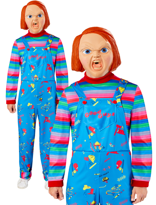 Chucky Costume Official Adults Halloween Fancy Dress Outfit Dungarees + Mask