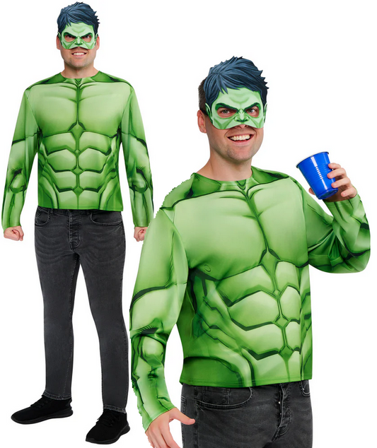 Hulk Costume Mens Marvel Superhero Official Fancy Dress Outfit & Mask