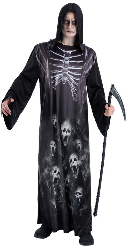 Screaming Reaper Mens Halloween Fancy Dress Costume Adults Grim Reaper