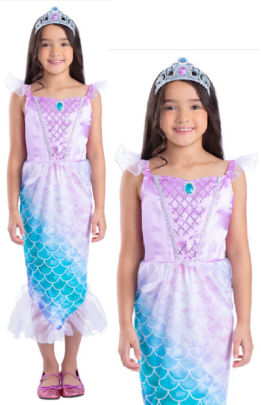 Mermaid Girls Costume Fairytale Fancy Dress Outfit Book Day Age 4-12