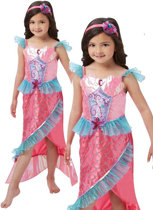 Mermaid Girls Deluxe Costume Girls Fairytale World Book Day Fancy Dress