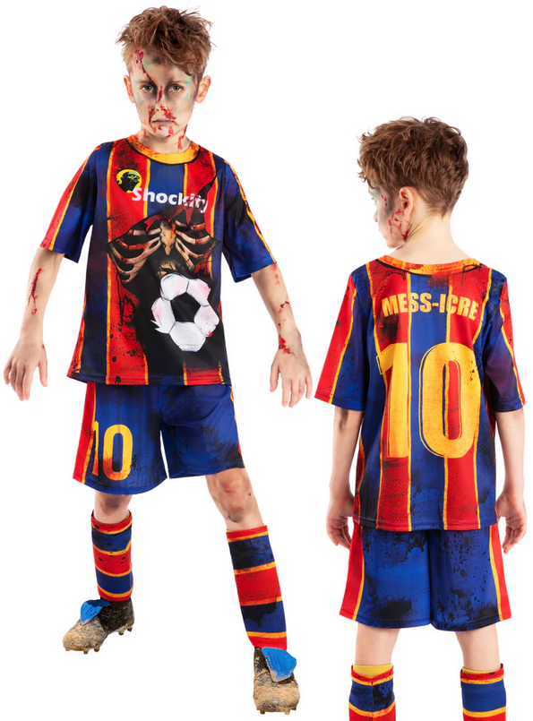 Zombie Mess-icre Footballer Fancy Dress Costume Halloween Boys Football Outfit