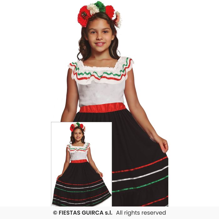 Mexican Dancer Costume Spanish Flamenco Girls Fancy Dress Outfit Age 3-12