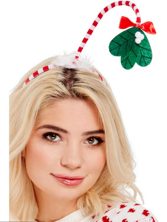 Mistletoe Kisses Headband Ladies Christmas Fancy Dress Prop Xmas