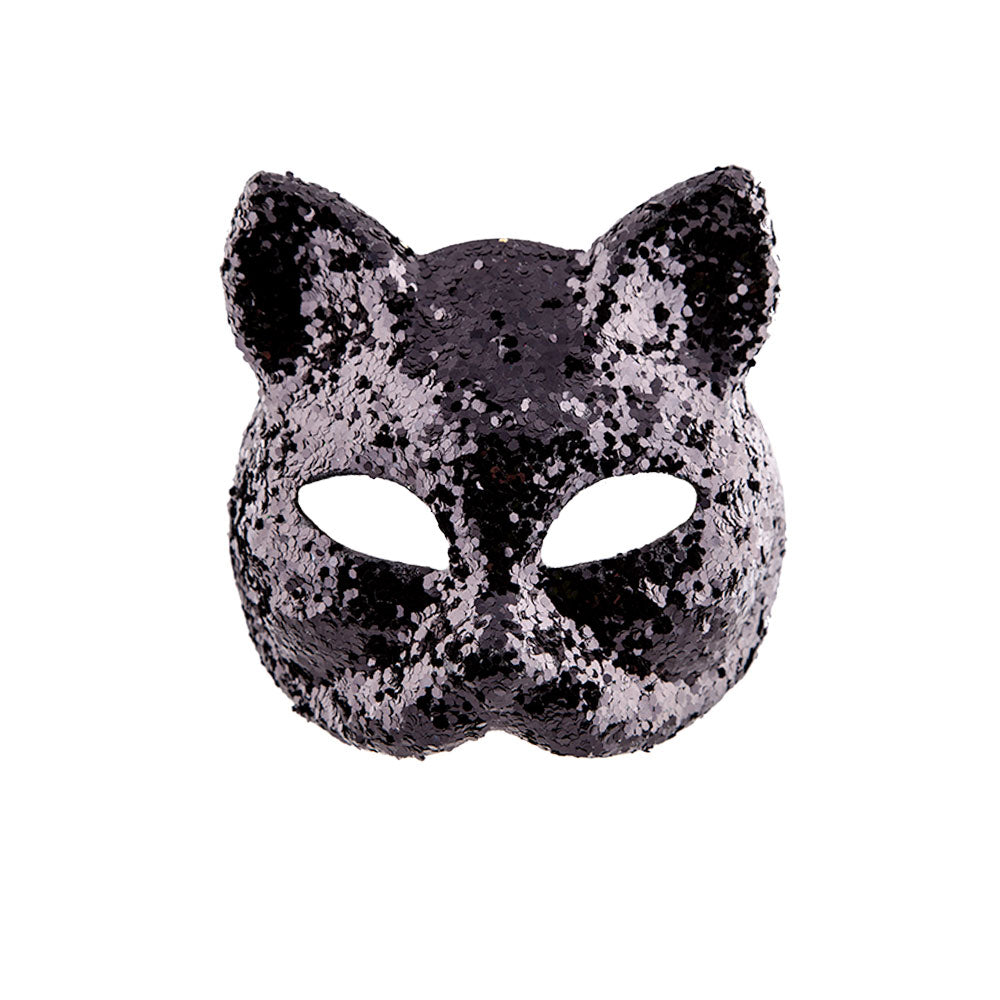 Black Glitter Cat Mask