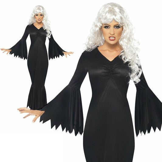 Immortal Soul Ladies Halloween Fancy Dress Costume Vampiress Dress Morticia