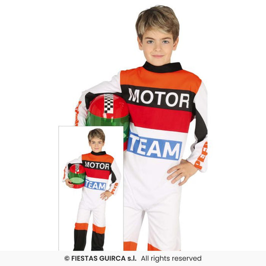 Motorbike Pilot Costume Forumla Racing Car Driver Kids Fancy Dress Age 3-12