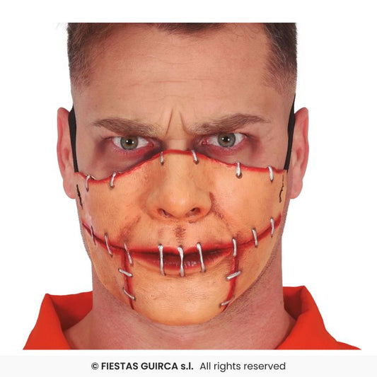 Half Mask Sewn Mouth Mask Adults Halloween Fancy Dress Accessory Mens Scary