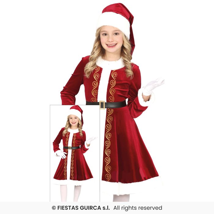 Deluxe Traditional Fancy Dress Costume Girls Mrs Santa Claus Outfit Age 3-12