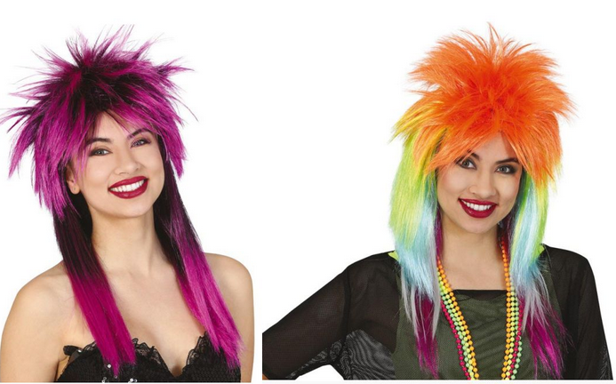 Rock Diva Wig Retro Disco Spiky Mullet Wig Ladies 70s 80s Fancy Dress Wig