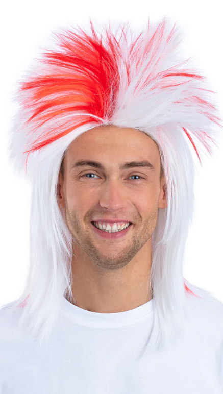 England Flag George Cross English Wig Mullet Fancy Dress Football Accessory
