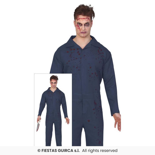 Blue Boiler Suit Murderer Fancy Dress Costume Overalls Halloween Outfit