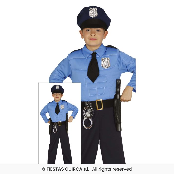 Muscle Chest Cop Police Officer Kids Policeman Fancy Dress Costume Age 3-12