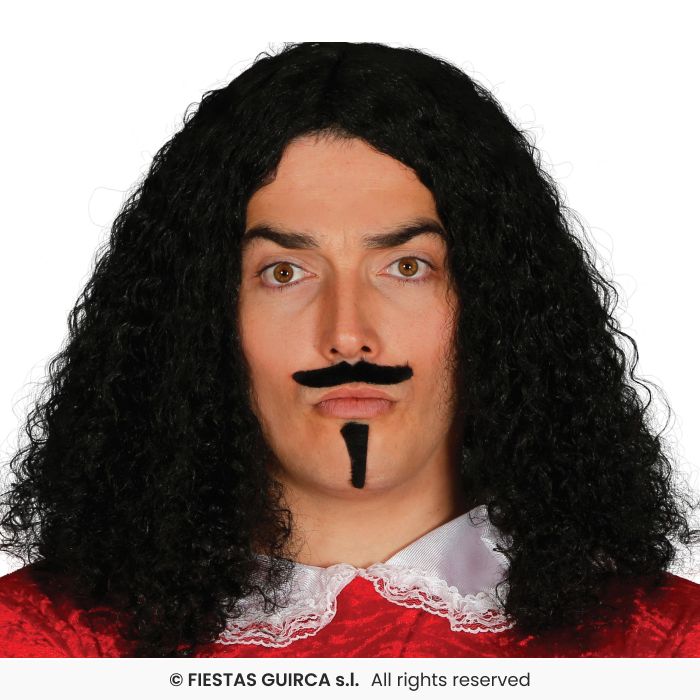 Historical Wig With Mustache & Goatee Mens Crimped Wig Fancy Dress Accessory