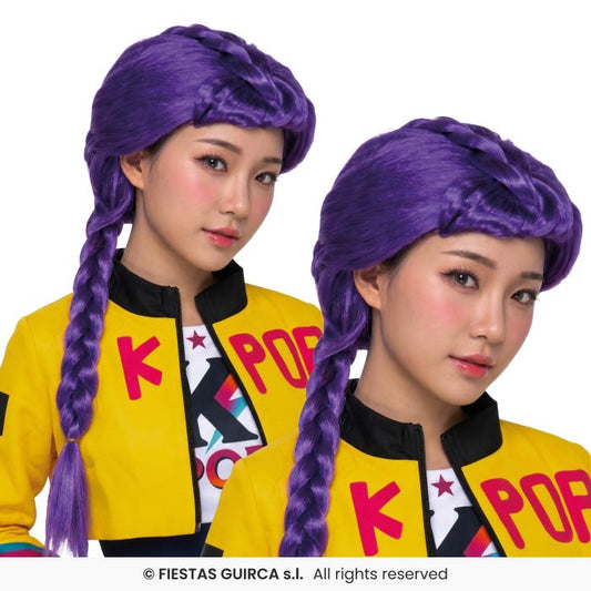 K-pop Mustic Braid Wig Ladies Purple Plated Wig Fancy Dress Accessory Boxed