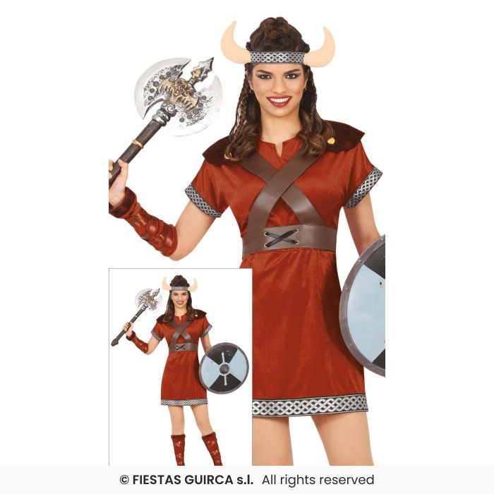 Nordic Warrior Ladies Deluxe Viking Costume Pre Historic Fancy Dress Outfit Adults S-XL