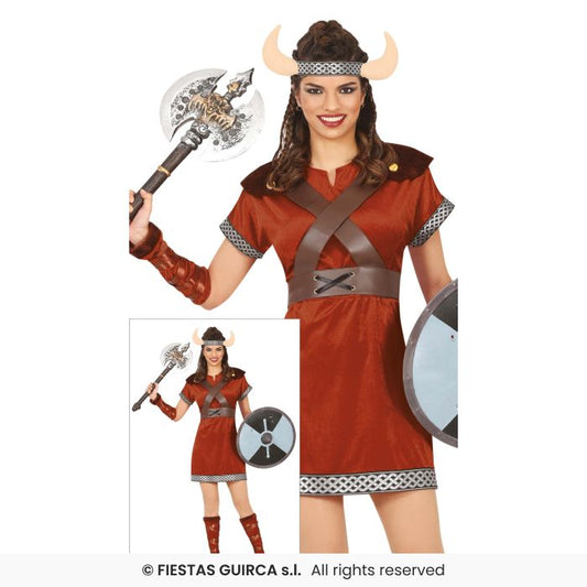 Nordic Warrior Ladies Deluxe Viking Costume Pre Historic Fancy Dress Outfit Adults S-XL