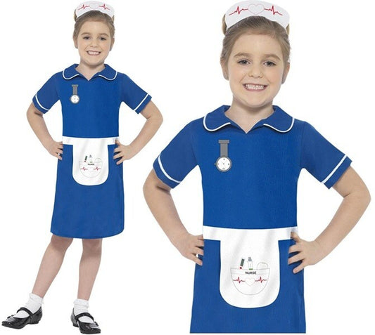 Nurse Costume Doctor Medical Uniform Girls Childrens Fancy Dress Age 4-12