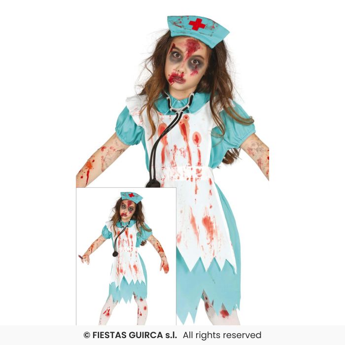 Bloody Girls Zombie Nurses Costume Girls Halloween Fancy Dress Nurse Outfit Age 3-12