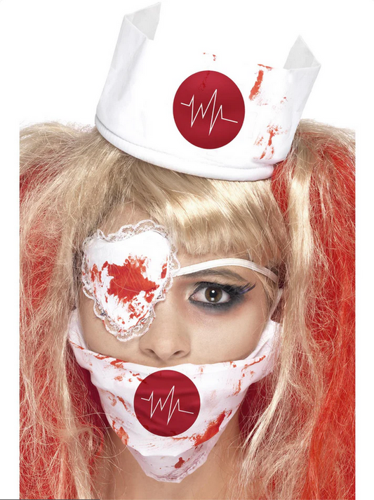 Halloween Nurse Kit Blood Zombie Horror Ladies Fancy Dress Accessory Set