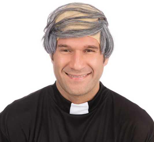 Baldy Man Wig Adults Bald Comb Over Wig Fancy Dress Accessory Mens Wig Grey Hair