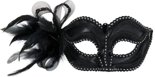Black & Silver Eyemask Ladies Masquerade Fancy Dress Accessory Opera Mask