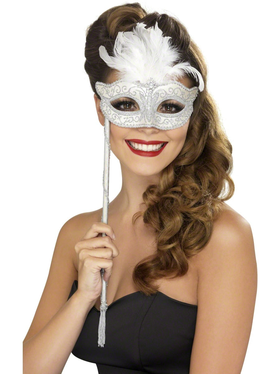 Silver Baroque Eyemask Masked Ball Masquerade Fancy Dress Accessory New