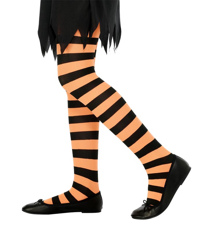 Tights Orange & Black Striped