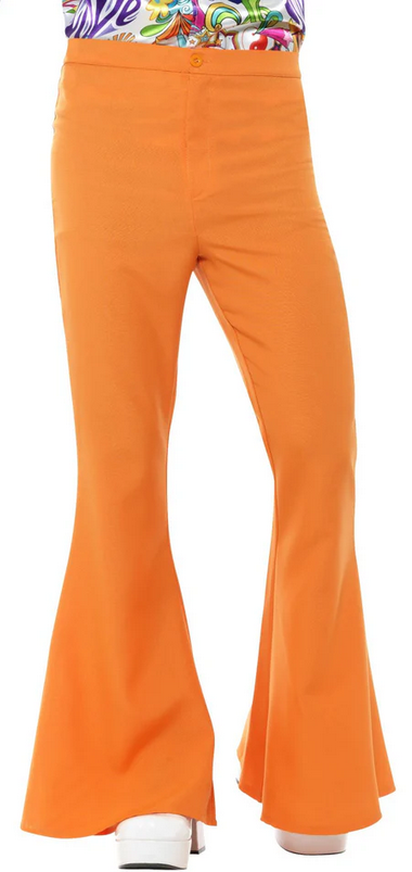 Mens Orange Flared Trousers 60s 70s Flares Mens Fancy Dress Accessory