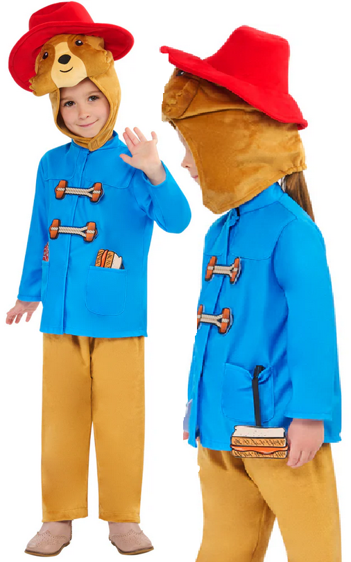 Paddington Bear Deluxe Costume Kids Fancy Dress Boys Girls Book Day Outfit Age 2-6
