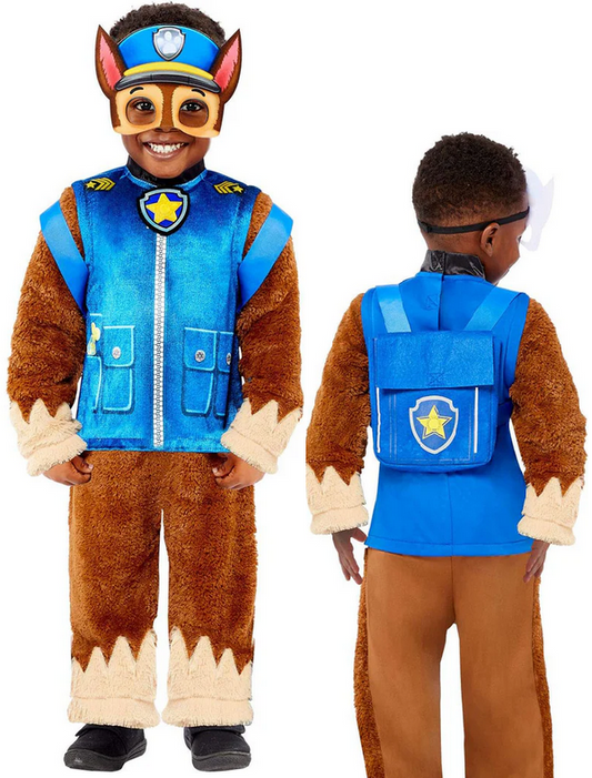 Paw Patrol Deluxe Chase Costume Toddlers Kids Official Fancy Dress Outfit Age 4-6