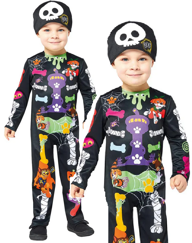 Paw Patrol Skeleton Halloween Toddlers Fancy Dress Costume Boys Girls Age 1-6
